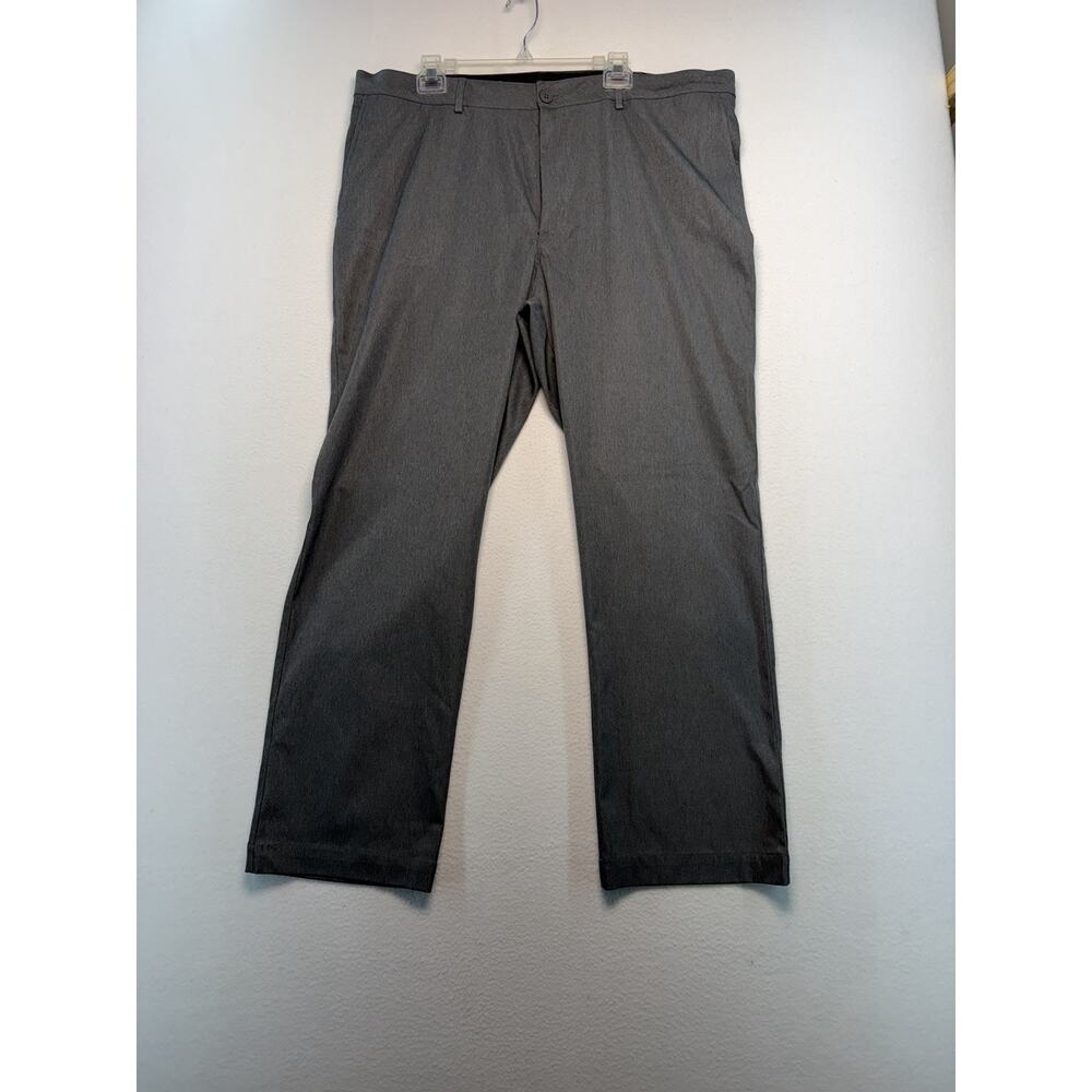 Roundtree & Yorke Performance Gray Straight Flat Front Pants 42x32 Casual Office